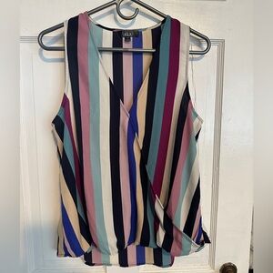 RACHEL Rachel Roy Multi-Stripe Sleeveless V-Neck - multicolor